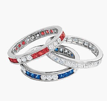 Diamond, Sapphire, and Ruby Bands