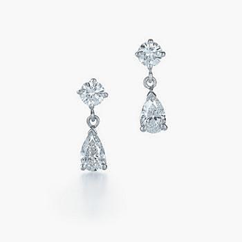 Pear Shape and Round Brilliant Cut Diamond Earrings (special order)