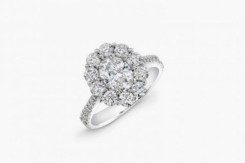Oval Diamond Halo Eternity Ring