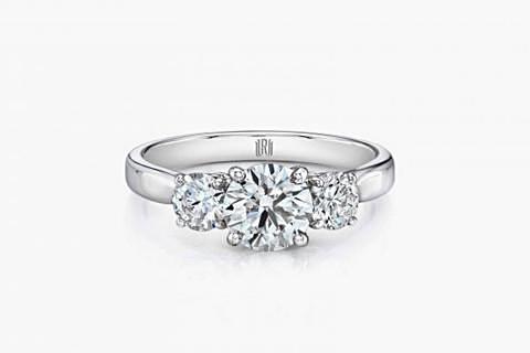 Three Stone Halo Ring by Natalie K