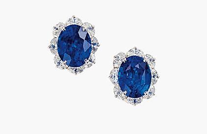 Oscar Heyman Diamond and Sapphire Earrings (special order)