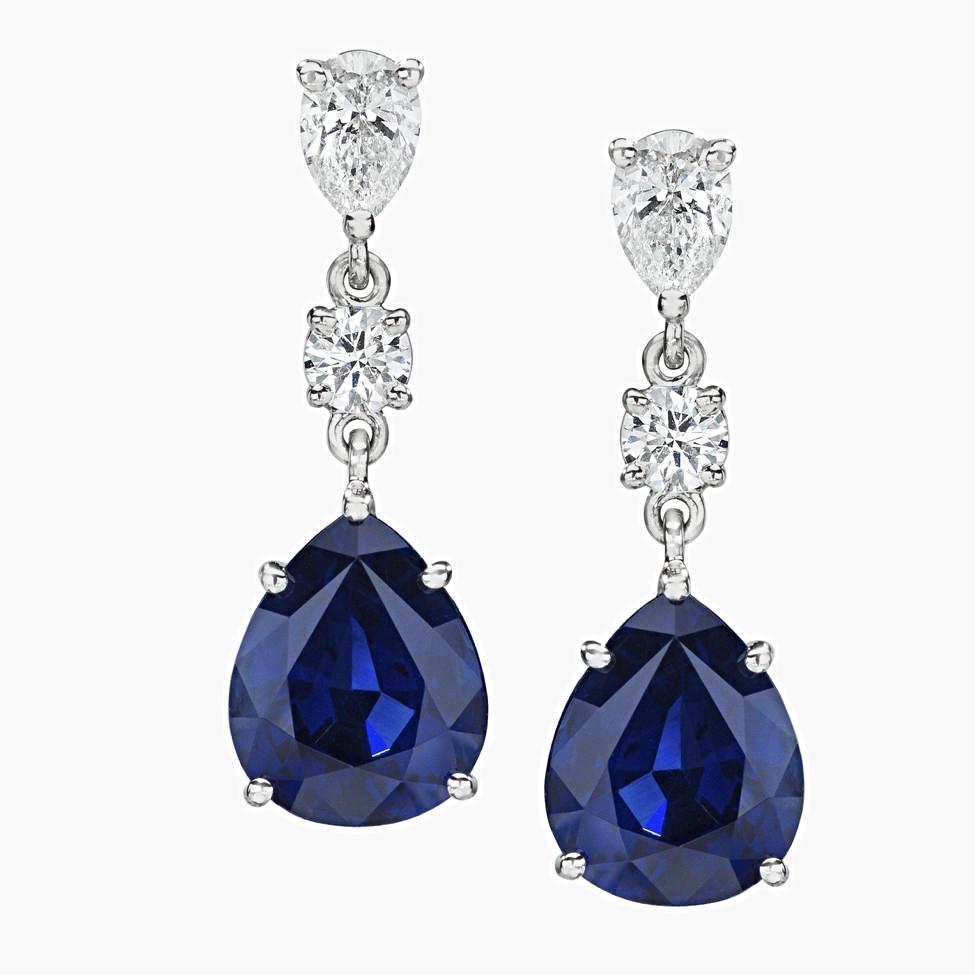 Sapphire and Diamond Tear Drop Earrings